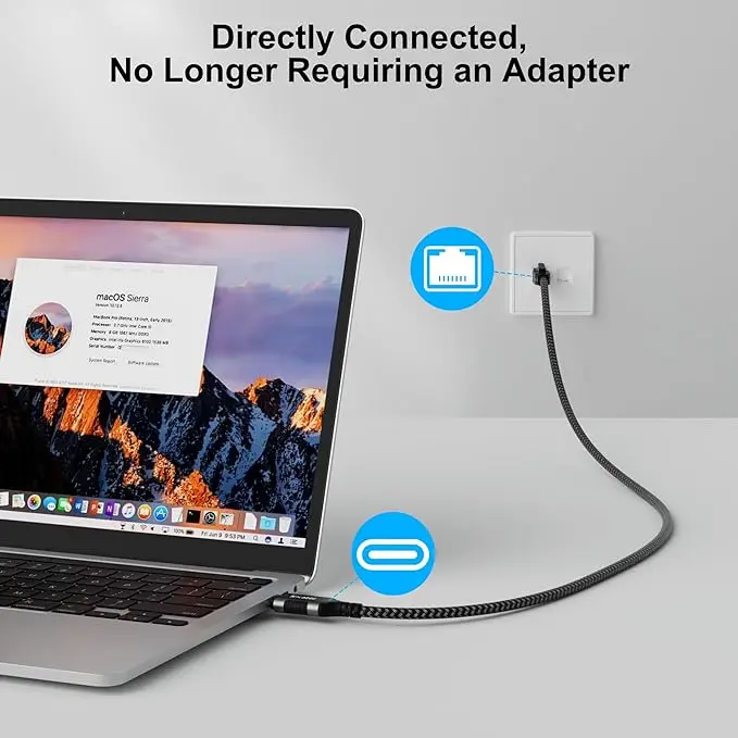 USB to Ethernet Cable 4 FT, USB 3.0 A Male to RJ45 Male Cord, Directly Connected, Aluminum Portable USB to RJ45 Gigabit LAN Netw