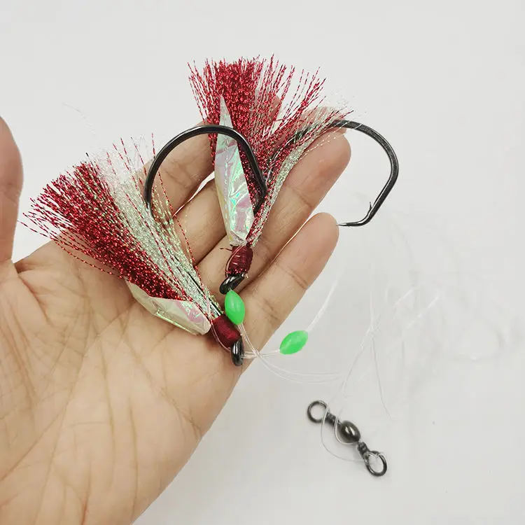 Alpha 2 Hooks  Big Game Flasher Rig Fish Skin Sabiki Snapper Snatcher Cod Fishing Bait Lures