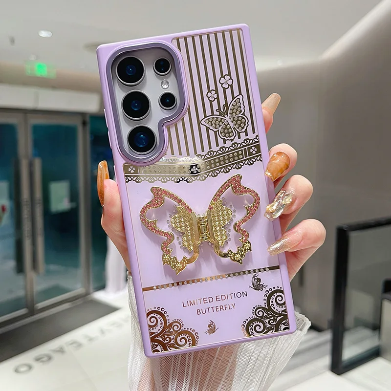 Luxury Gold-Plated Butterfly Phone Case for Samsung