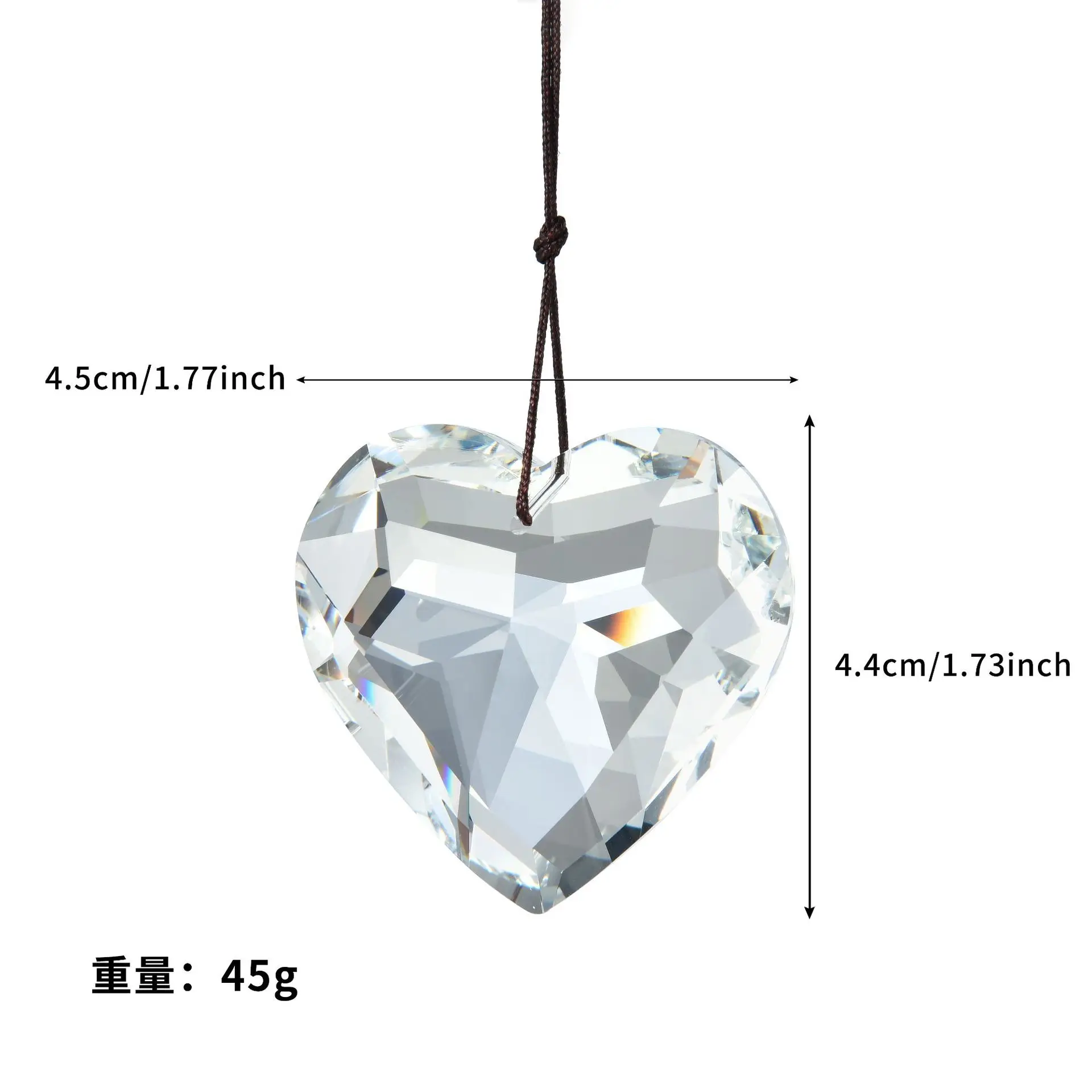 product 30mm 45mm crystal heart suncatcher prism pendant window decoration christmas tree ornament  gift-9