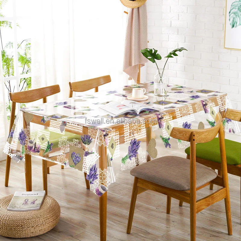Italienisches Design Tischdecke Sonnenblume Lavendel Kirsche Transparent Bedruckte Klare Kunststoff-tischdecke Kunststoff-tischabdeckung