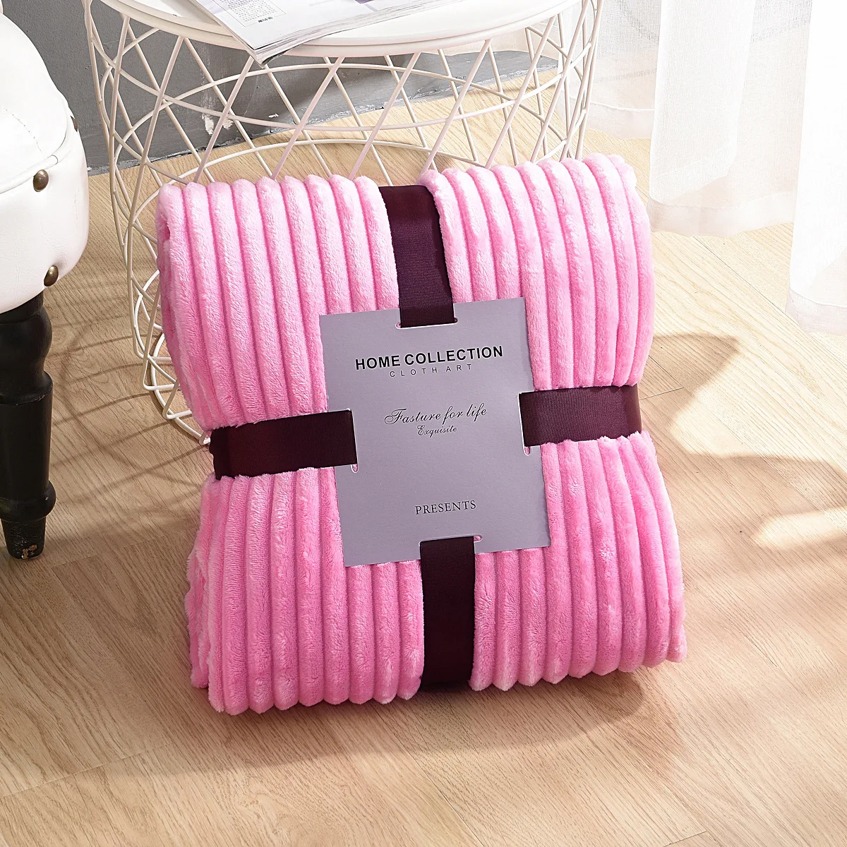 Утепленное фланелевое одеяло в полоску, однотонное теплое и уютное одеяло из искусственного меха кролика для дивана, дивана, зимы