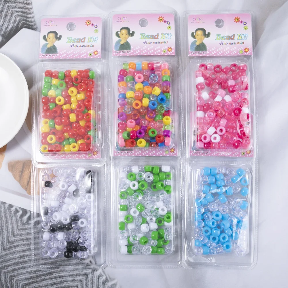 Dirty Braid Resin Transparent Beads Decorative Jewelry Dirty Hair Ring Suit DIY Handmade Big Hole Hair Accessories for Women Kid