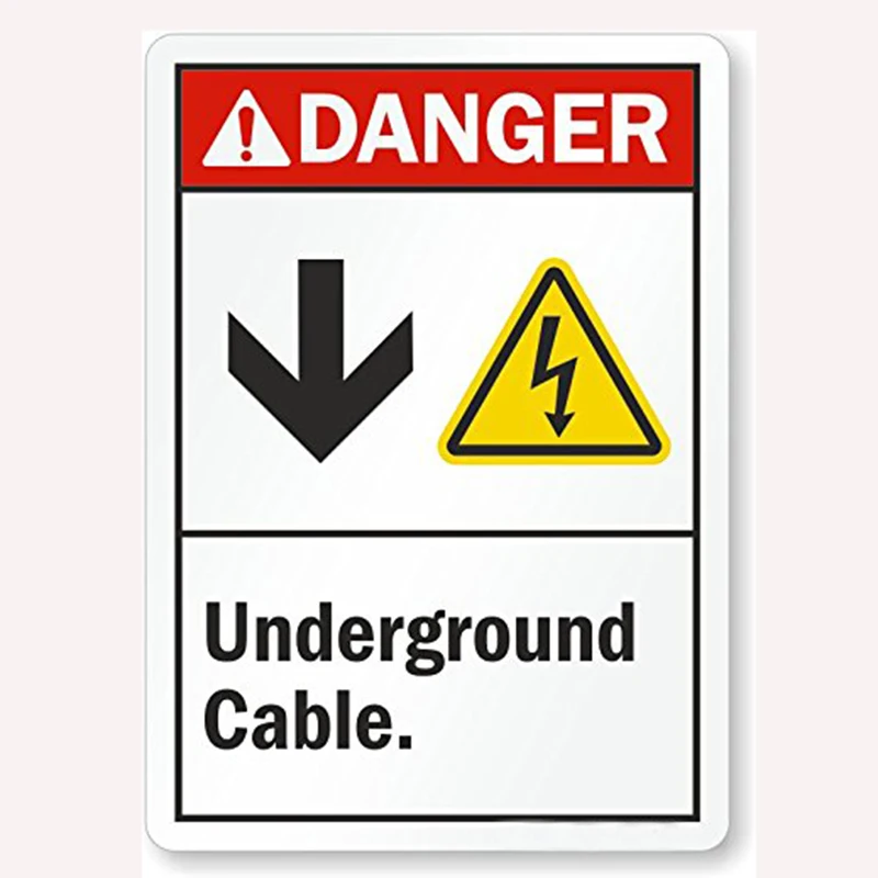 Electrical Safety Warning Sign Caution Buried Underground Cable Call ...