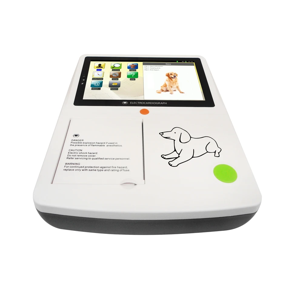 Portable 3 Channel Pet ECG Machine Electrocardiogram Veterinary Animal ...