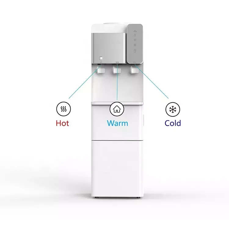 Water Dispenser With Bullet Ice Maker Compressor Cooling Make Hot Cold and Room Temperature Water Commercial Use Ice Storage