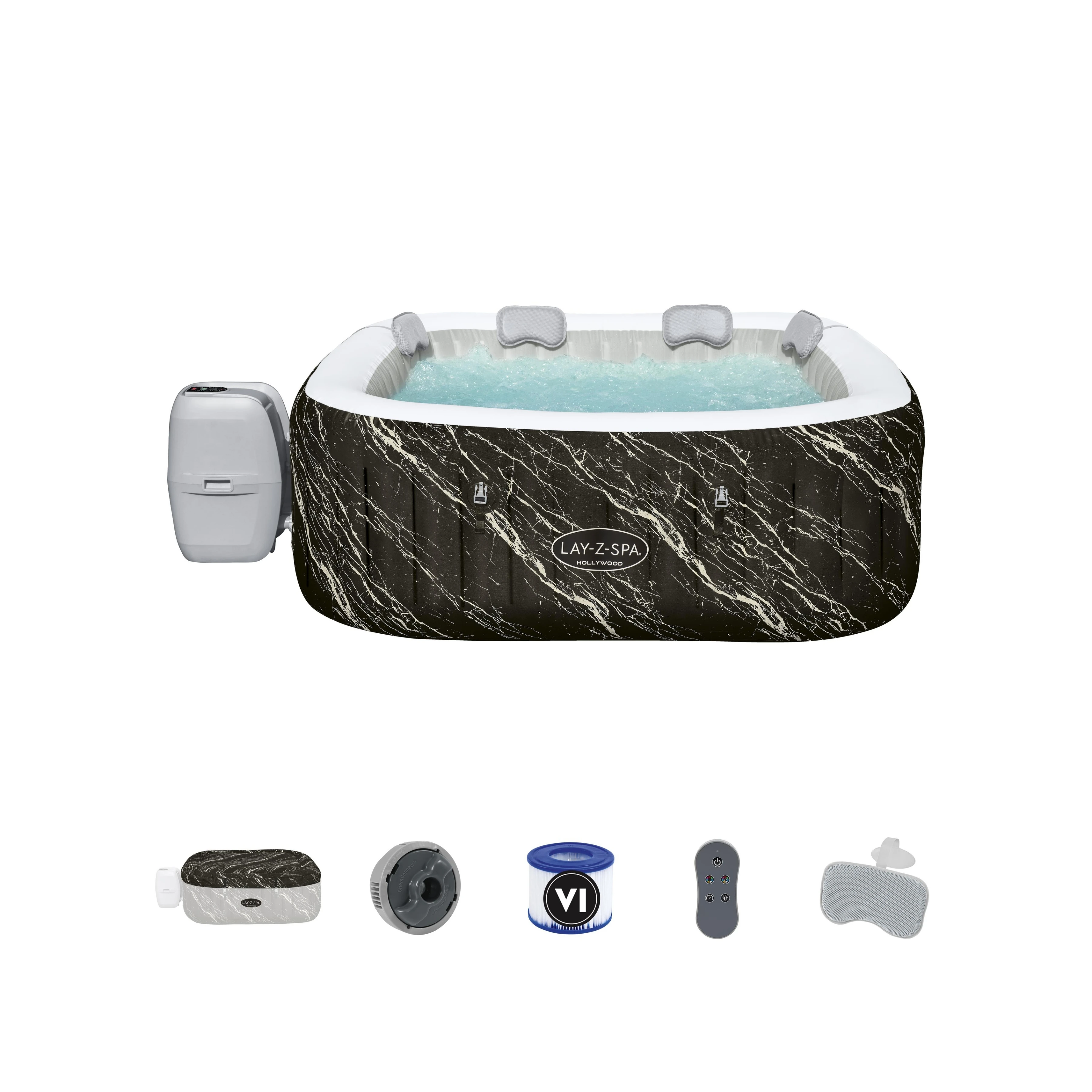 Bestway Lay Z Spa Hollywood Inflatable Hot Tub with LED Lights