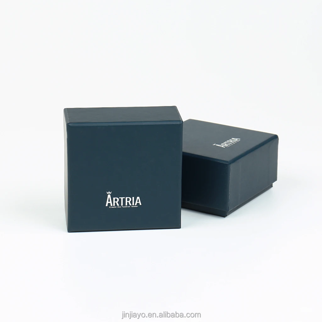 맞춤 로고 인쇄 강성 주얼리 아트 종이 박스, 홀로그램 각인(핫 스탬핑), 매트 라미네이션 마감의 뚜껑 및 바닥, 호일 엠보싱, 반지용 스펀지