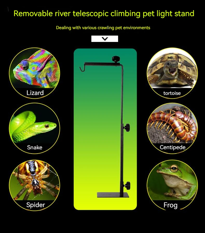 Nomoy Reptile Metal Lamp Stand Adjustable Floor Light Holder Stand For