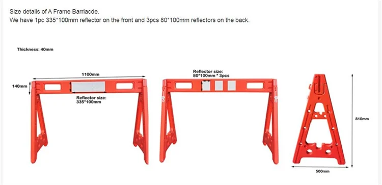 Plastic High Reflective Portable Triangle Stand Construction site Water Filled Flexible Safety Road Barrier