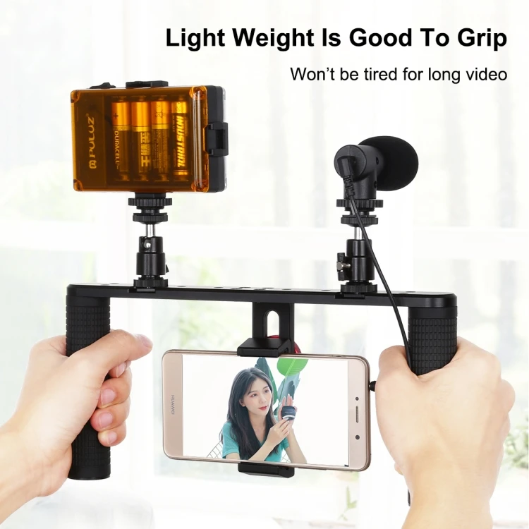 Vlogging Live Broadcast Smartphone Video Rig Filmmaking Recording Handle Stabilizer Aluminum Bracket Universal Mobile Phone