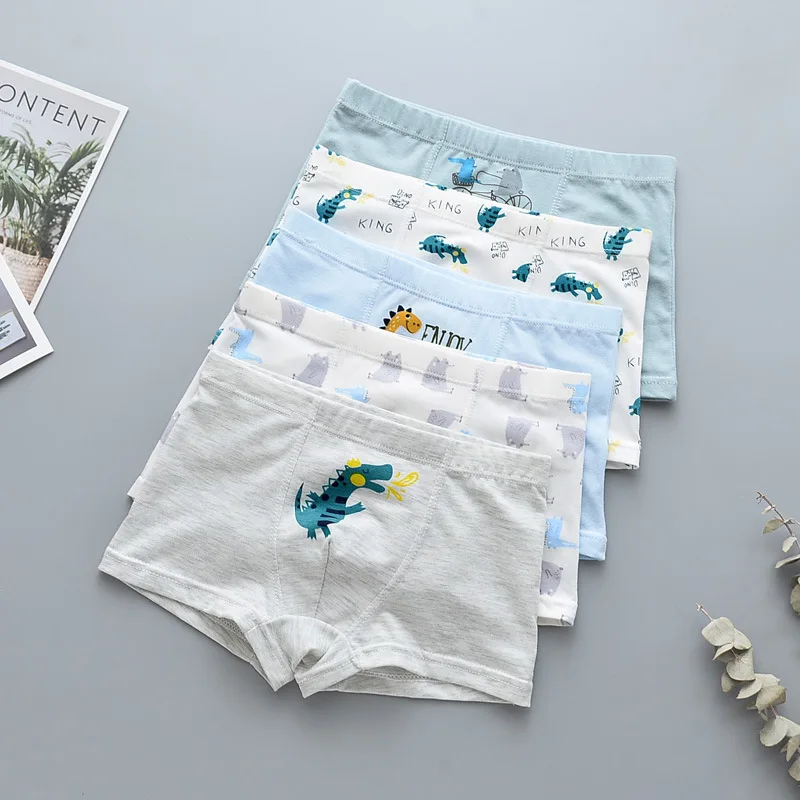Оптовая продажа 95% хлопок детские трусы-боксеры комплект нижнего белья 5 шт. милые с рисунком для маленьких мальчиков детское нижнее белье