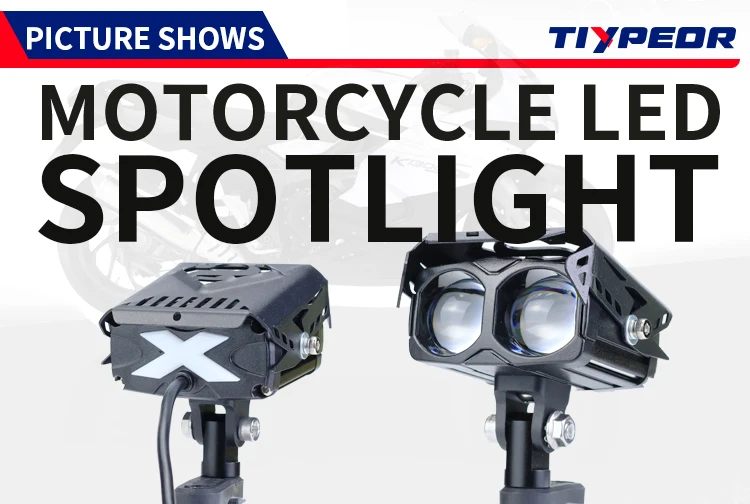 TIYPEOR Waterproof IP67 Motorcycle Led Spotlight Auxiliary Light Motorcycle DualColor Driving Headlight Fog Lamp Lighting System factory
