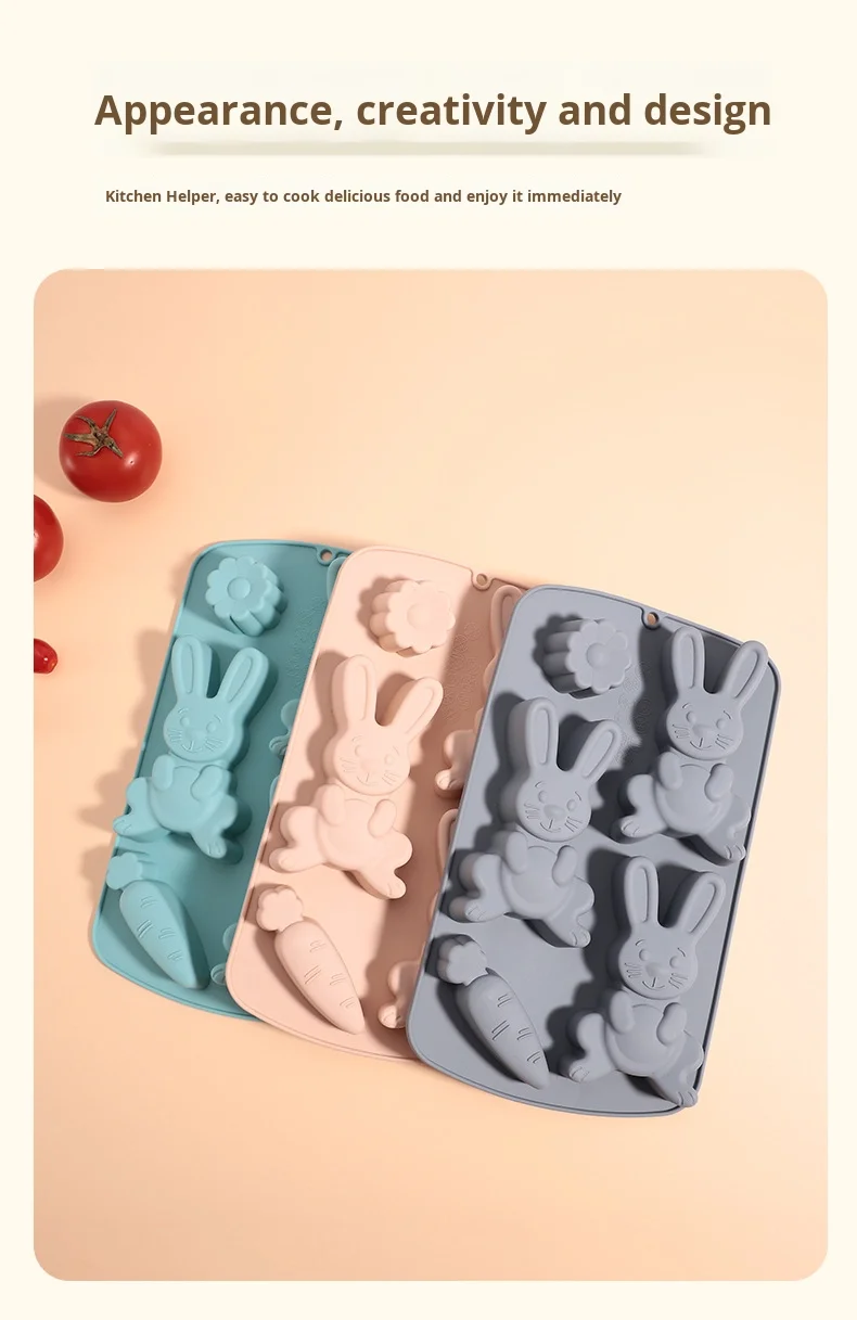 Cartoon 5-Hole 3D for Rabbit Silicone Cake Mold Children's Complementary Food Mold Factory Direct Baking Tool factory