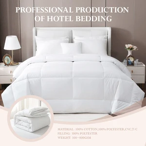 Luxury 100% Cotton Quilt Comforter Duvet Soft Winter Fill with Polyester Ticking Fabric Wholesale for Home or Hotel Use