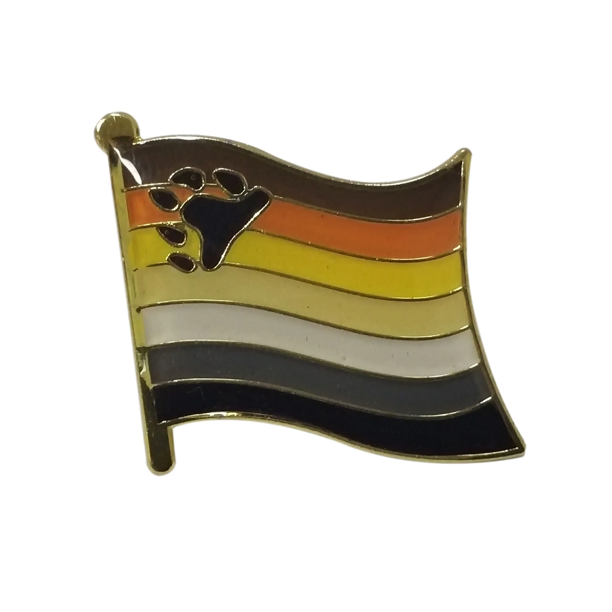 BEAR PRIDE FLAG LAPEL PIN 0.5" Hat Tie Tack Badge LGBTQ Gay Brotherhood Culture 
