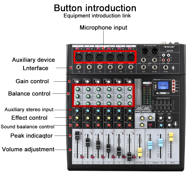 New Design Mixser Audio Powered Mixing Mic Input High-pass Filtering ...