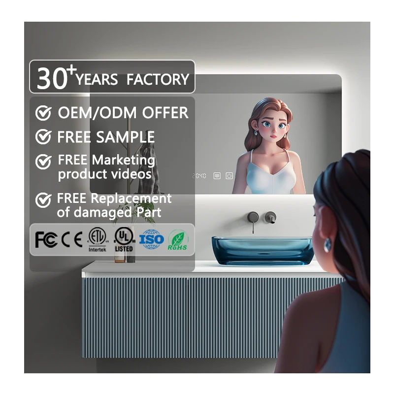 UL CE Hotel Smart Led Mirror IP66 Dimmable Touch Switch Bathroom Led Mirror Defog Bathroom Mirror with Led Light for Apartment