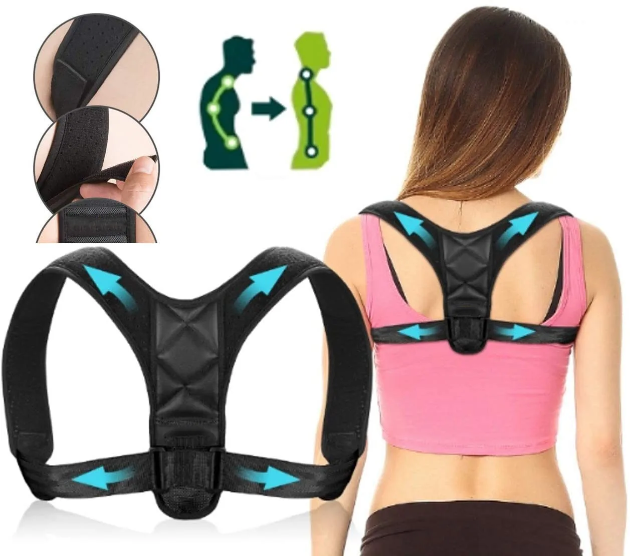 BSCI Factory OEM Custom Adjustable Upper Back Brace Update Neoprene Posture Corrector