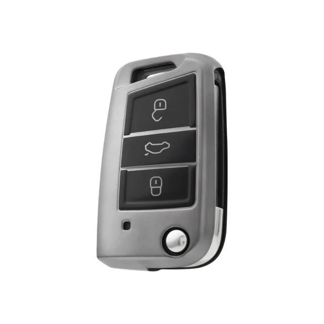 Titanium Grey TPU Protective Key Fob Cover Case Compatible with VW Volkswagen Golf R GTI MK6 MK7 Folding Flip Key Fob case