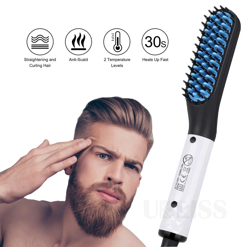 PTC Heater Mini Comb OEM Straightener Brush 360 Degrees Rotation Hair Comb