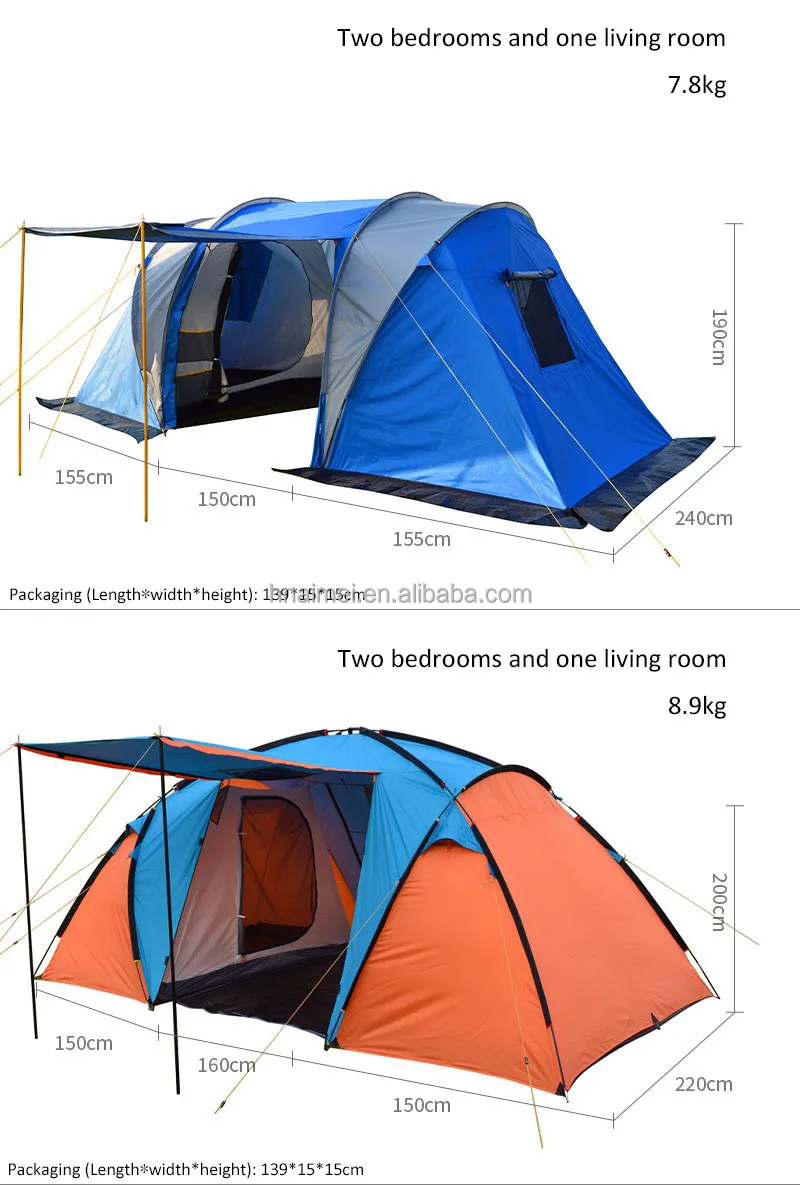 Custom Logo Large Double Layer Tents Waterproof 4 Person Outdoor Family