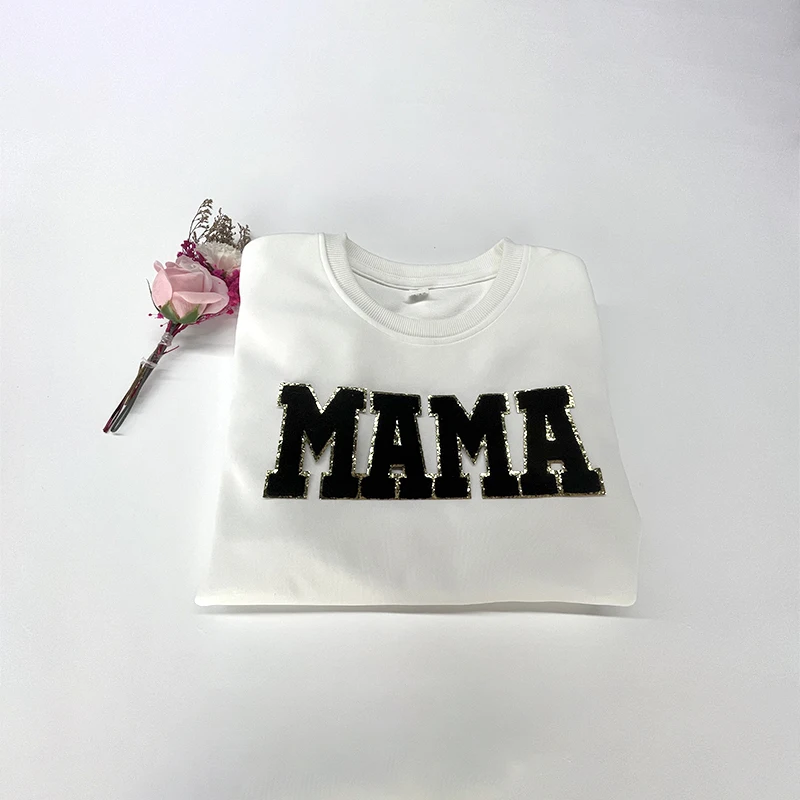 Custom Mama Chenille Patches Embroidery Iron On Glitter Letter Patches ...