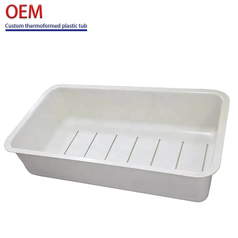 Custom Thick-sheet ABS Rectangular Plastic Food Grade Tray Vacuum Forming Plastic Tubs by Thermoforming Making Machine