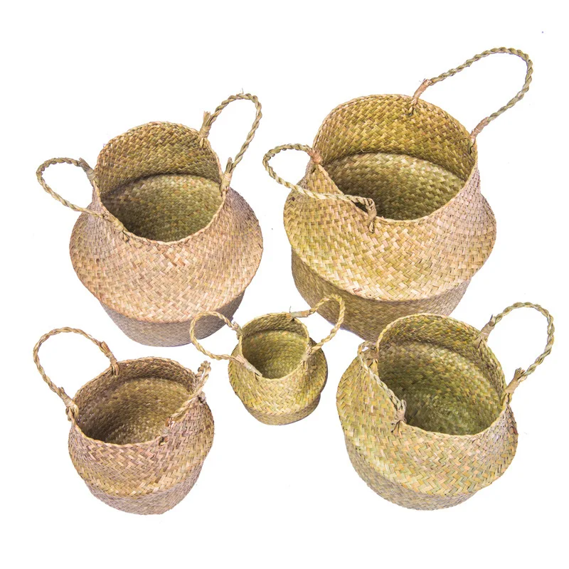 Natural Seagrass Basket Belly,Water Hyacinth Basket,Plant Pot Woven