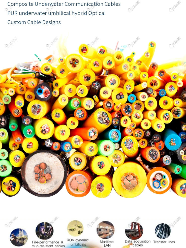 Spiral 4 Communication Cable / Heavily Armored Wire For Diving