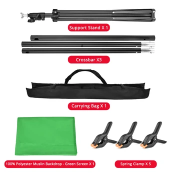 YELANGU Green Screen Backdrop with Stand Kit 6.5X5ft Portable Photographic Studio Photo Background for Streaming detail image