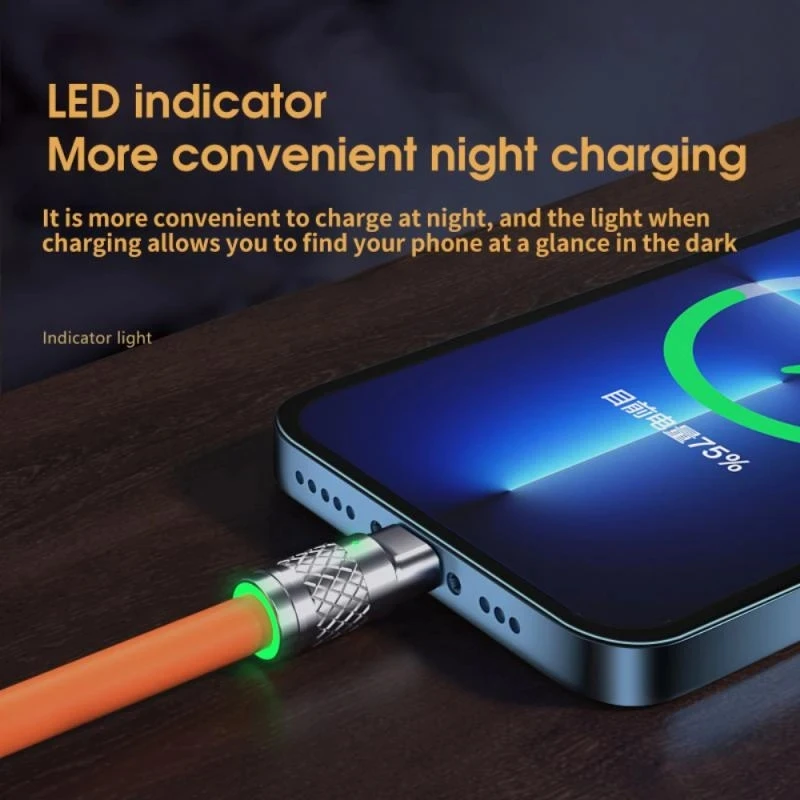 Newest 3in1 Fast Charging Cable Silicone 120w Usb To C Zinc Alloy Data
