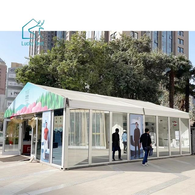 Outdoor Mall Glass Wall Tent Shelter Temporary Exhibition Showrooms Large Tents Trade Show Tent for Events