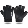 Guantes negros de medio dedo para hombre.