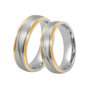 His & Hers Couples Ring Set Titanium Ring Stainless Steel Silver and  IP  Gold Wedding Bands 6mm TIZTI Ring