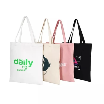 Wholesale Custom Print Logo Cheap Reusable Shopping Bags Plain White Blank Cotton Canvas Tote Bag With Handle