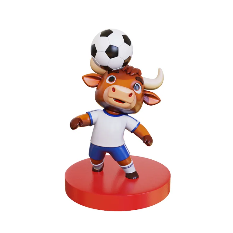 Премиальная OEM-статуэтка быка из смолы в тематике чемпионата мира по футболу — индивидуальная скульптура животного в качестве подарка, элемент домашнего декора и коллекционного спортивного сувенира