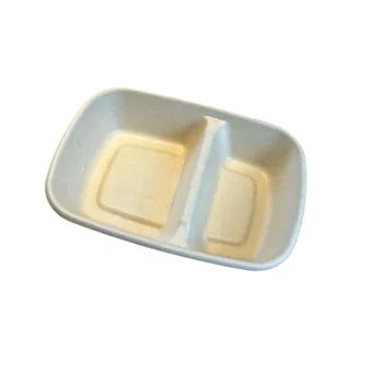 Excellent Eco-friendly Bagasse Pulp CR900ML 2 Compartment Box Disposable Box for Lunch