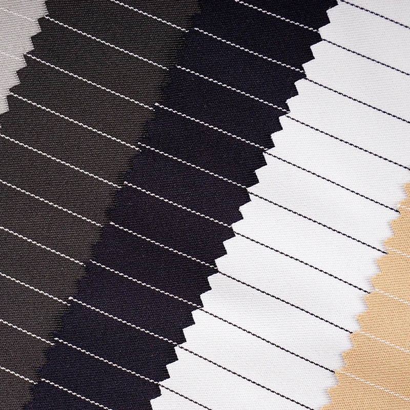 Custom Color Design Luxury Stripe Soft 190gsm Polyester Black Chalk Stripe Suit Fabric for Suit