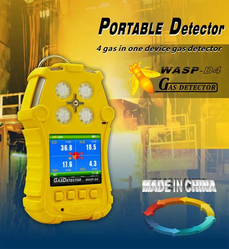 Portable Multi Gas Detector For Ex Co O2 H2s Methane Carbon Monoxide Oxygen Multi Gas Detector