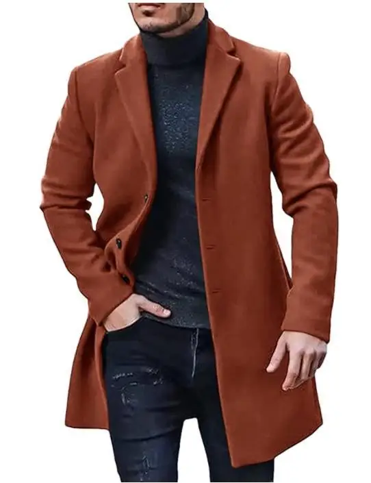 Fall/Winter new men's thick multi-color multi-size trench buckles long coat for men winter coats_voghion.com