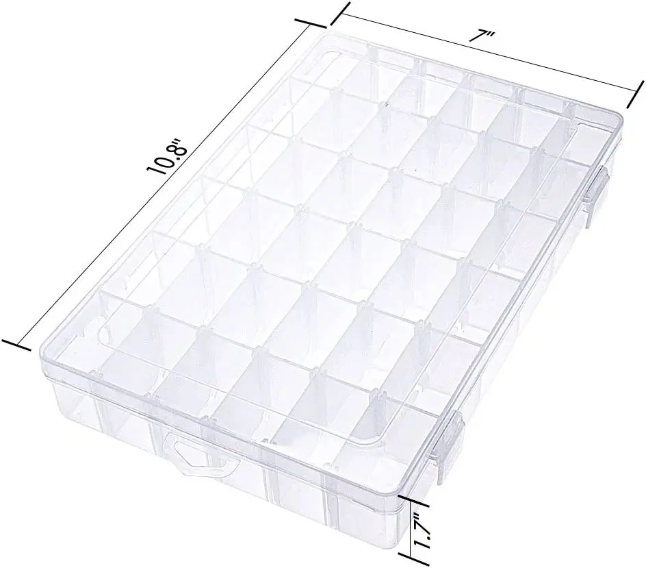 High quality 36 grids compartments hard pp plastic transparent jewelry storage box