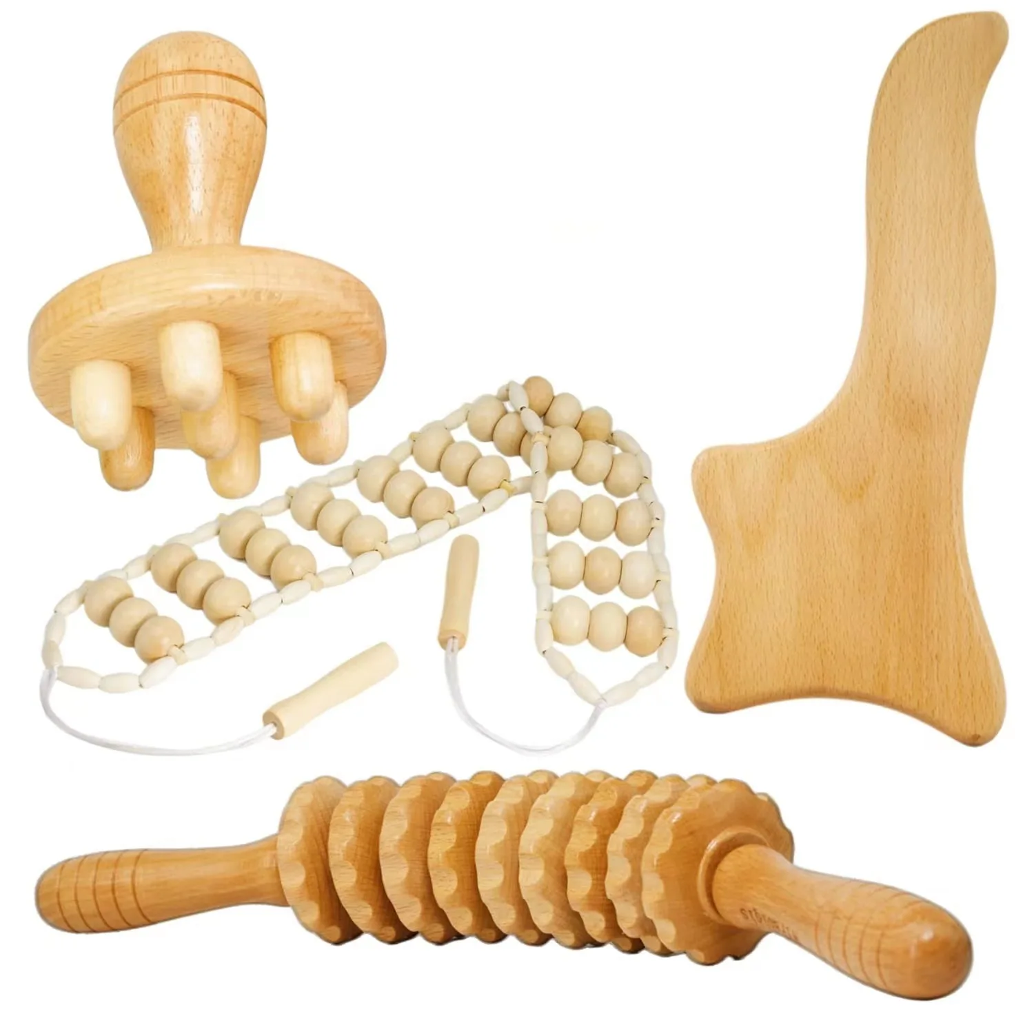 Whole Body Dredge Meridians Collaterals Wood Massage Stick Wood Back Therapy Body Massage Kit Lymphatic Tools
