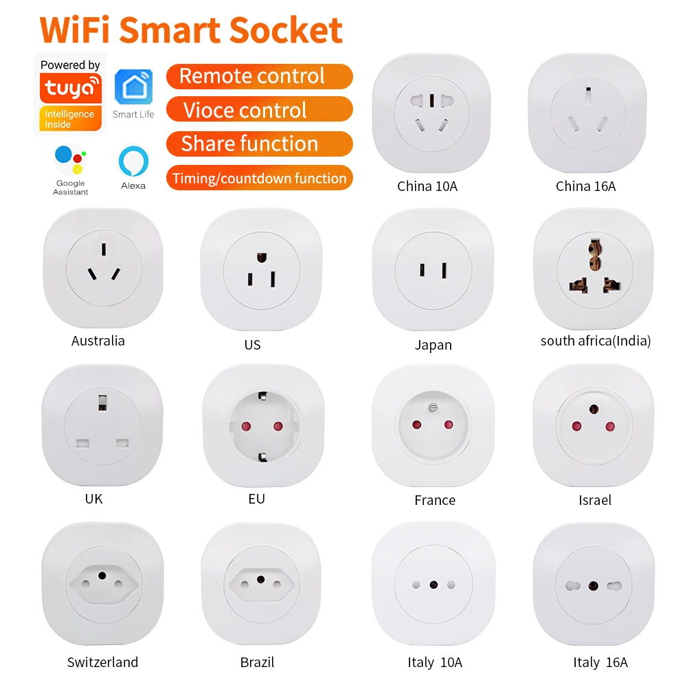 Israel Wifi Socket 10A Smart Plug Works With Alexa Google Home ,Smart Life  APP, Only Supports 2.4GHz Network