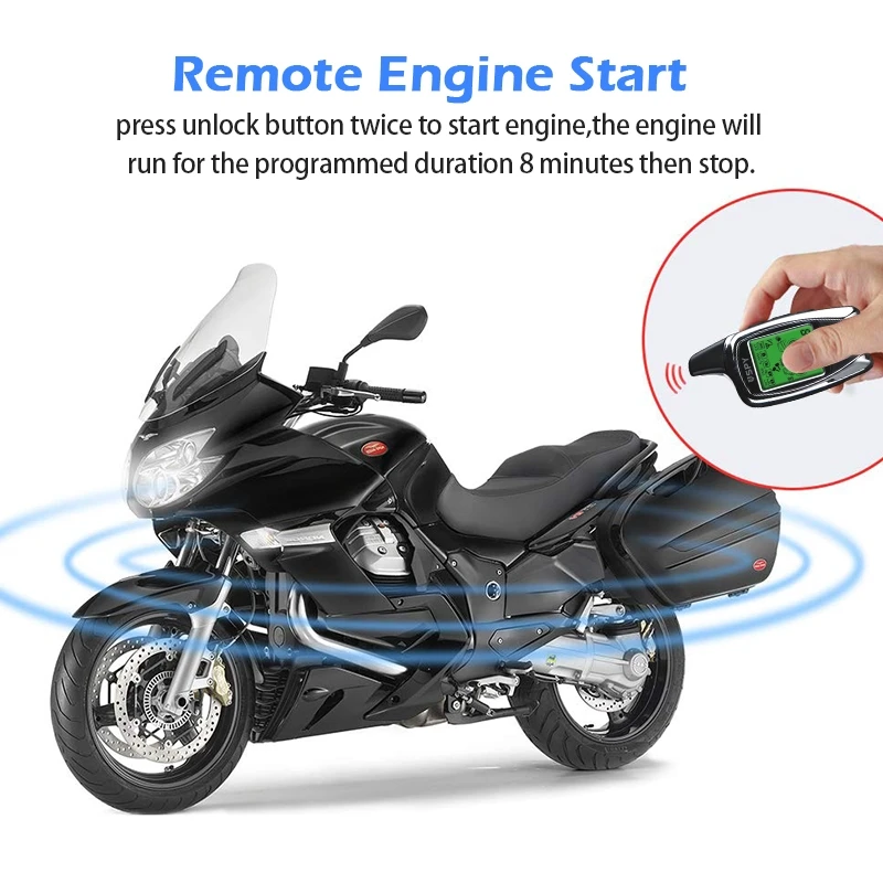 Shkalacar Sistema de Alarma de Motocicleta 1 Vía 986E, Arranque Remoto del Motor, Inmovilización del Motor de la Motocicleta con Minitransmisor