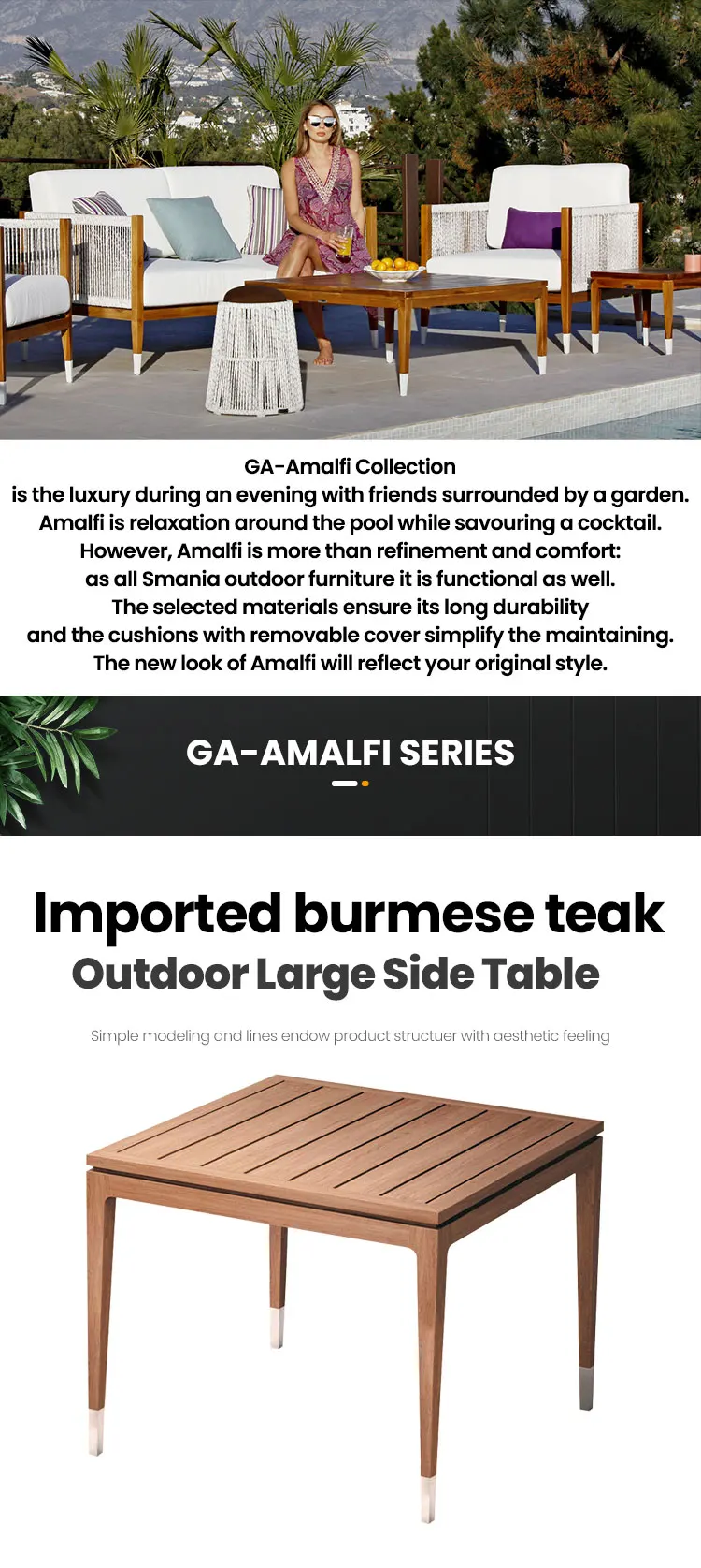 Outdoor Furniture Modern Style Garden Patio Leisure Solid Teak Wood