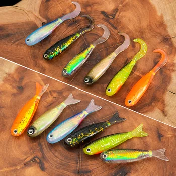 CHEERY 5CM Mini Bait for Fishing Black Pit Bass Mandarin Fish Built-In Reflective Aluminum Foil Simulation Fork Tail Soft Bait – Soft Lure – view 3