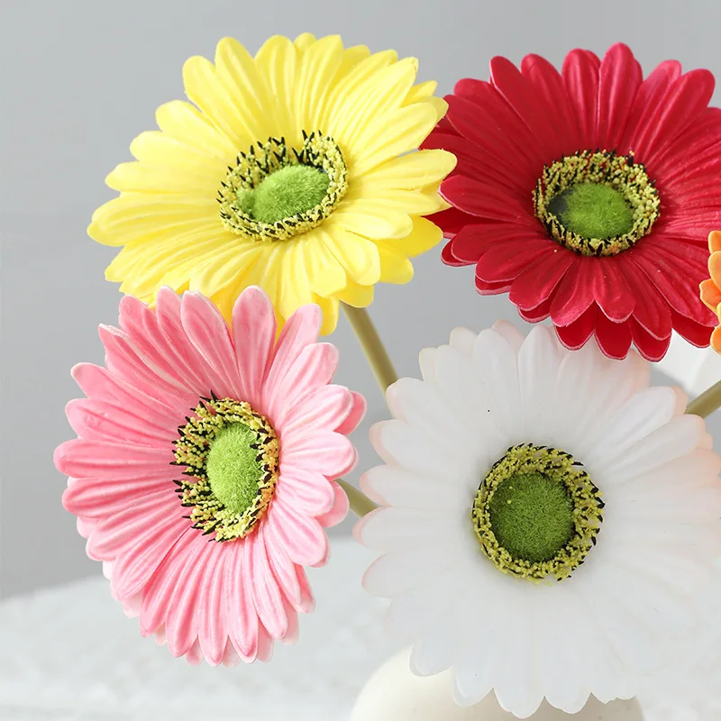 Multicolor Artificial Daisy Flower PU Gerbera Flower for Wedding Party Home Kitchen Decor Floral Arrangements