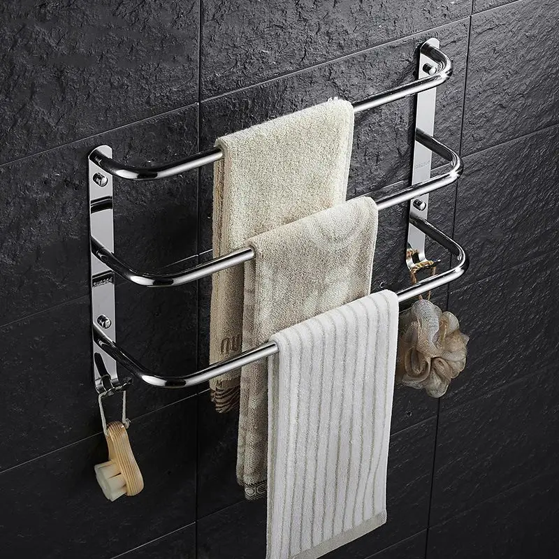 2層 マットブラック 耐腐食ダブルタオルラック ステンレス ステンレス 耐腐食ダブルタオルラック マットブラック 2層 2個組