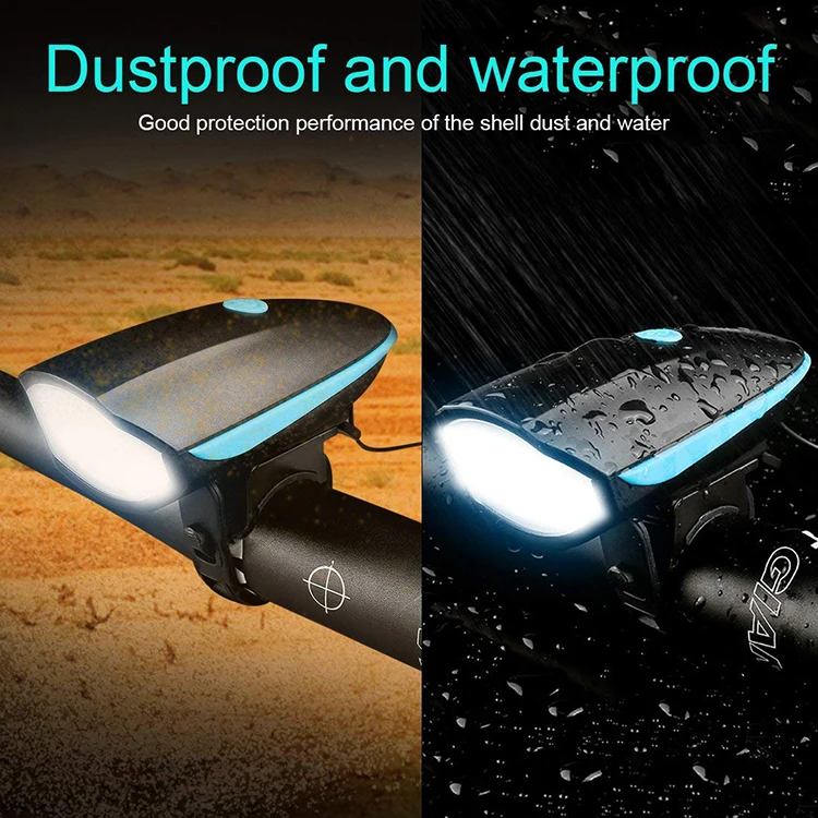 Super bright led bike bicycle horn light set front headlights USB rechargeable dustproof waterproof safety light details